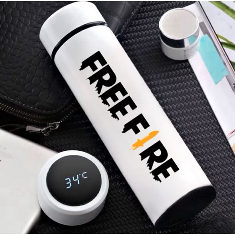 GARRAFA TÉRMICA FREEFIRE COM TERMÔMETRO DIGITAL - 500ML