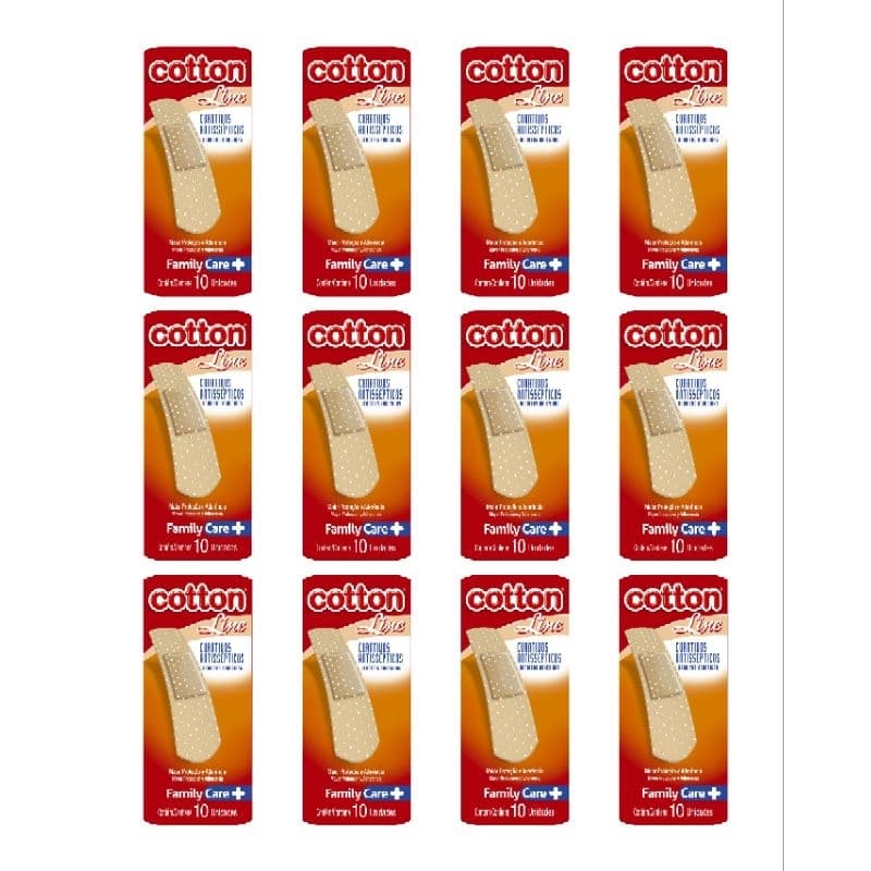 Curativos Antisséptico - Kit 12 Caixas C/ 10 Unidades Cada - Cor Da Pele  BAND - AID