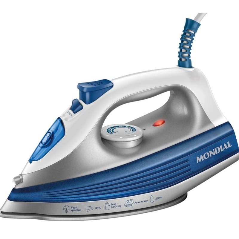 Ferro a Vapor,Mondial,Branco/Azul,1200W-V- FVN-01-BL