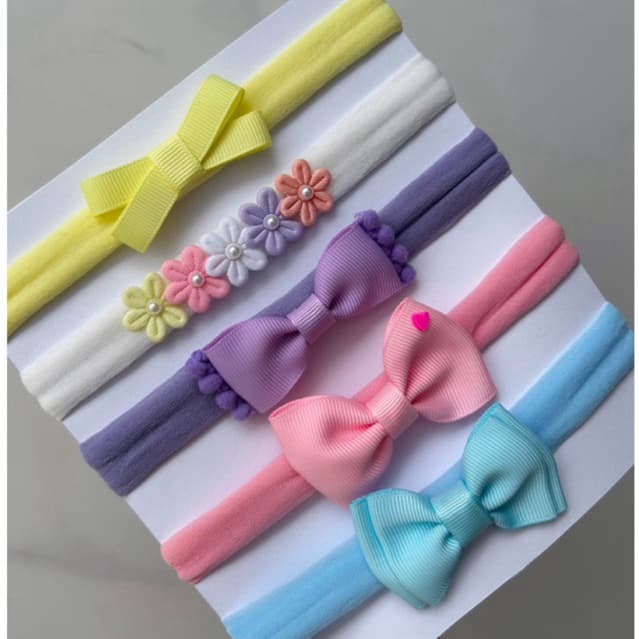 kit 5 laços faixinha de bebê lacinho de cabelo bebê menina enxoval