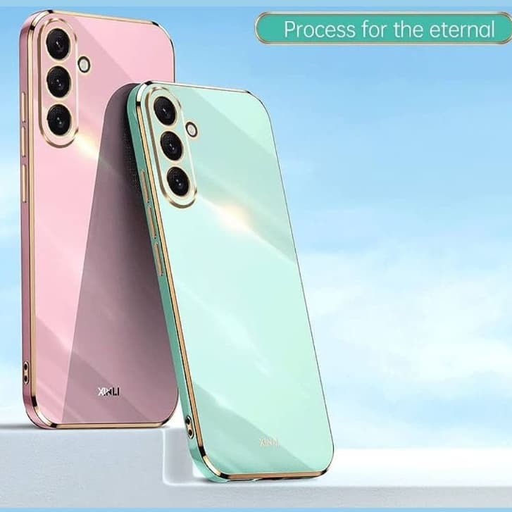 Capinha De Celular Borda Dourada para Samsung A04,A04S,A05,A05S,A14,A15,A24,A25,A34,A35,A54,A55
