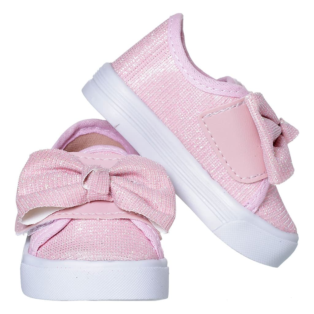 Tênis Feminino Glitter Infantil Velcro Menina Brilho Confortável Laço Feminina Leve Promoção