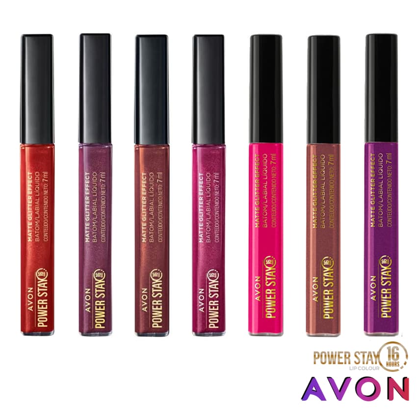 Batom Líquido Matte Glitter Effect Avon Power Stay - 7ml