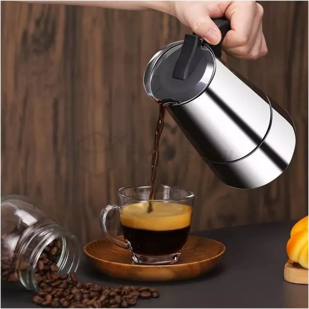 Cafeteira italiana 6 xicara expresso inox café prençado