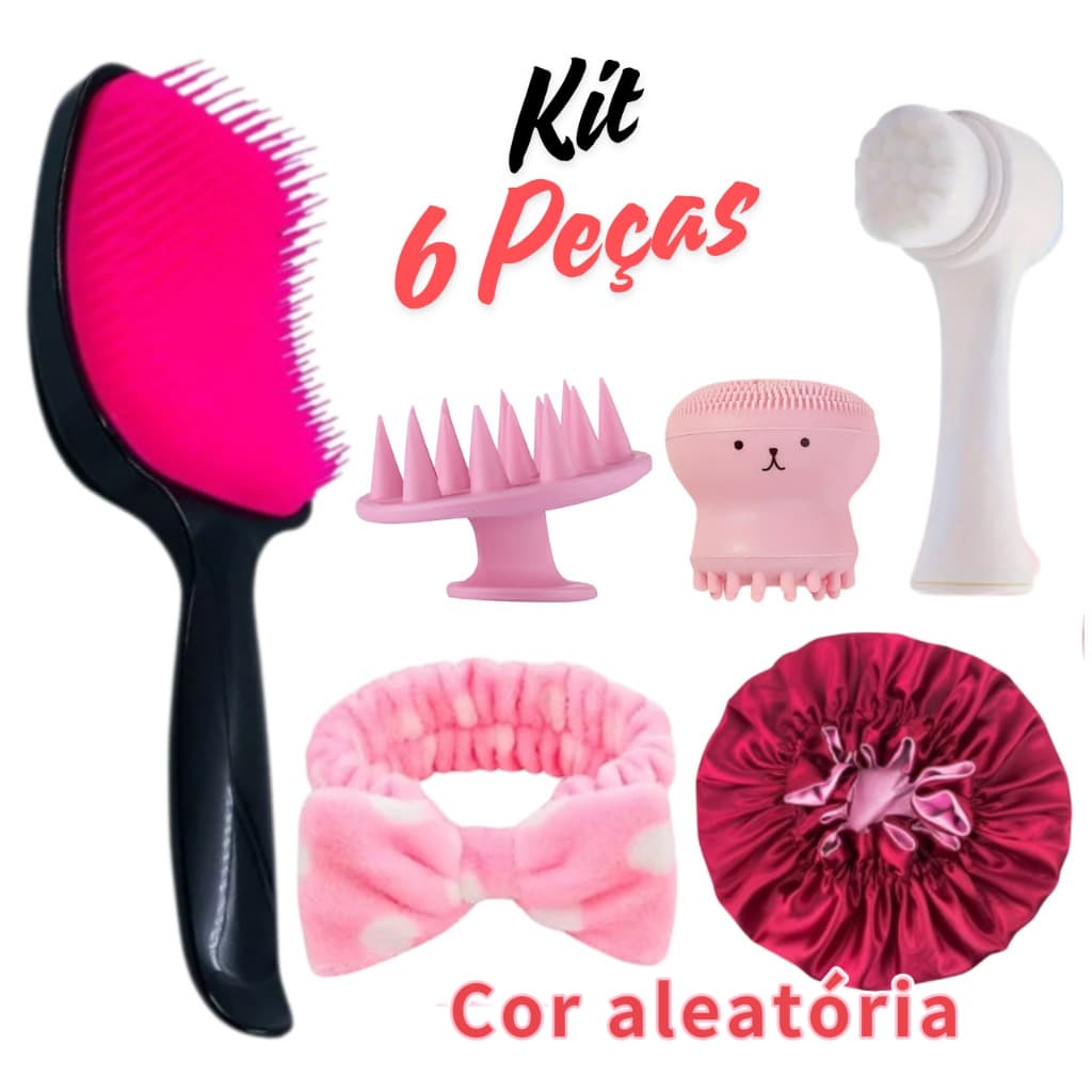 Kit Skin Care completo Limpeza de Pele - Massageador capilar Escovinha Facial Escova Polvo SkinCare