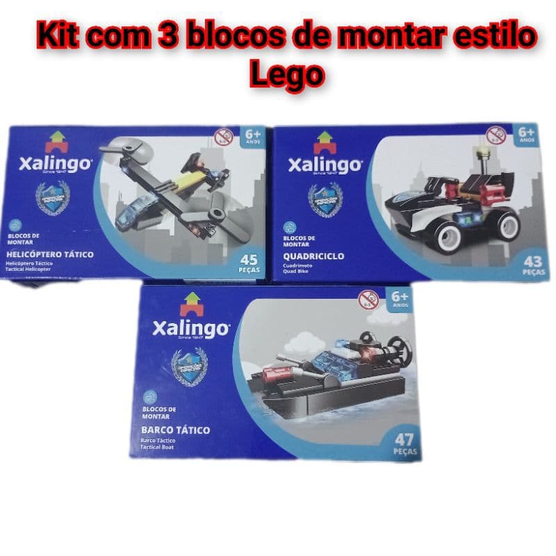 Kit com 3 blocos de montar estilo Lego Operações especiais