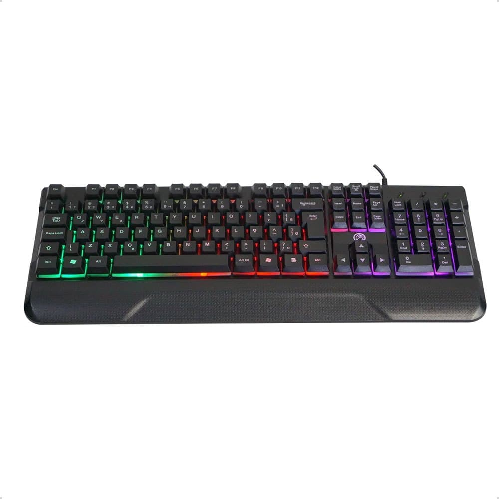 TECLADO GAMER SEMI MECANICO ILUMINAÇÃO RAINBOW BPC-K7038