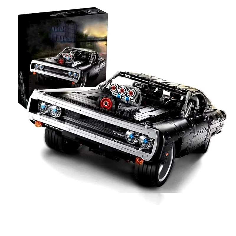 Bloco de Montar Dodge Charger Blocos de Construção Velozes e Furiosos 1.077 peças Com LUZ e CAIXA 1:13