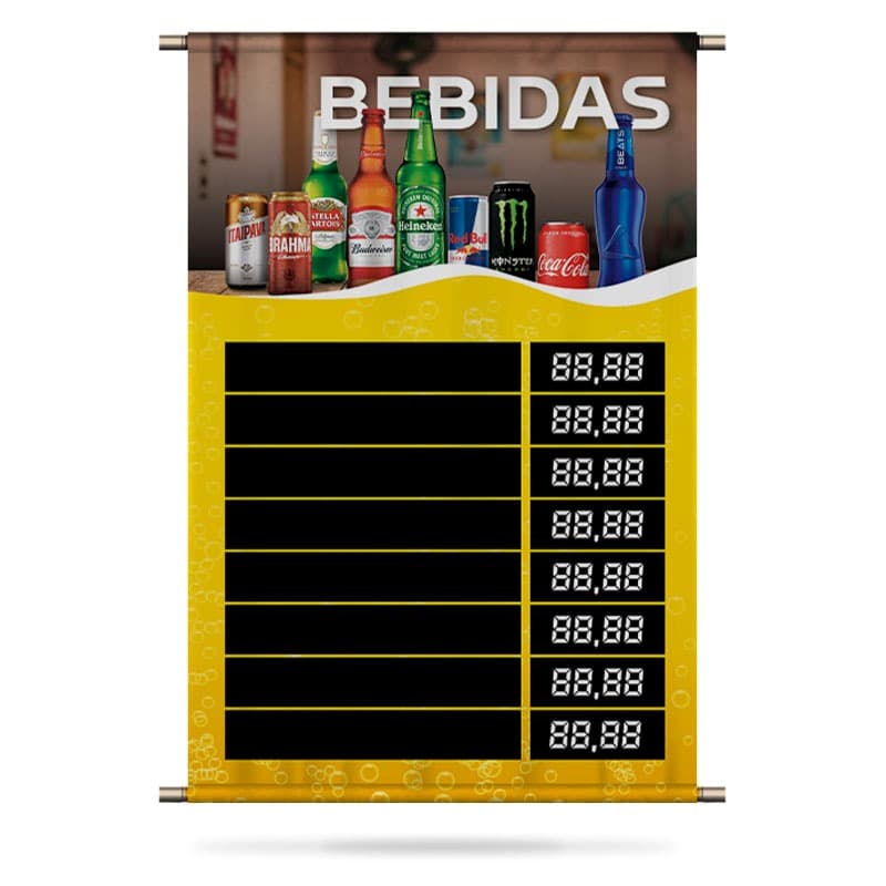 Banner Comercial Com Preço Editável Adega Bar Bebidas Alcóolicas Refrigerante Água Suco Energético - Envio Imediato