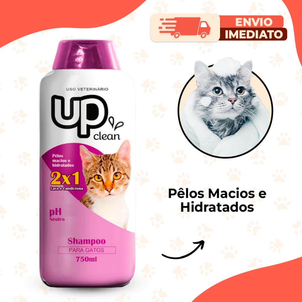 Shampoo Para Gato Up Clean Gatos 750ml 2 em 1 Pet shop Banho e Tosa