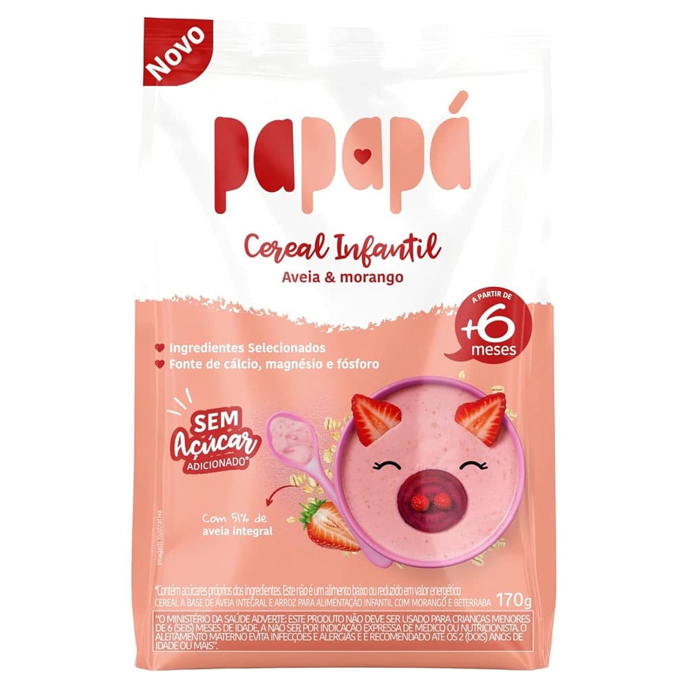 Cereal Infantil Sabor Aveia E Morango Sachê 170g Papapá