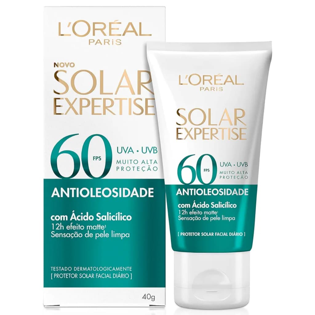 L'Oréal Paris Protetor Solar Facial Antioleosidade FPS60 Solar Expertise Effeito Matte, 40g
