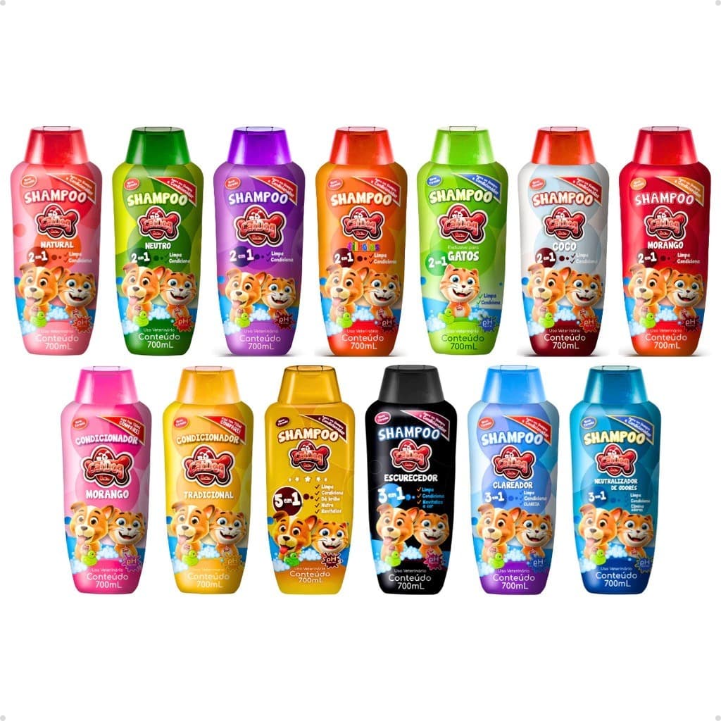 Shampoo 2 em 1 Premium Para Cães e Gatos Cat Dog 700 ml