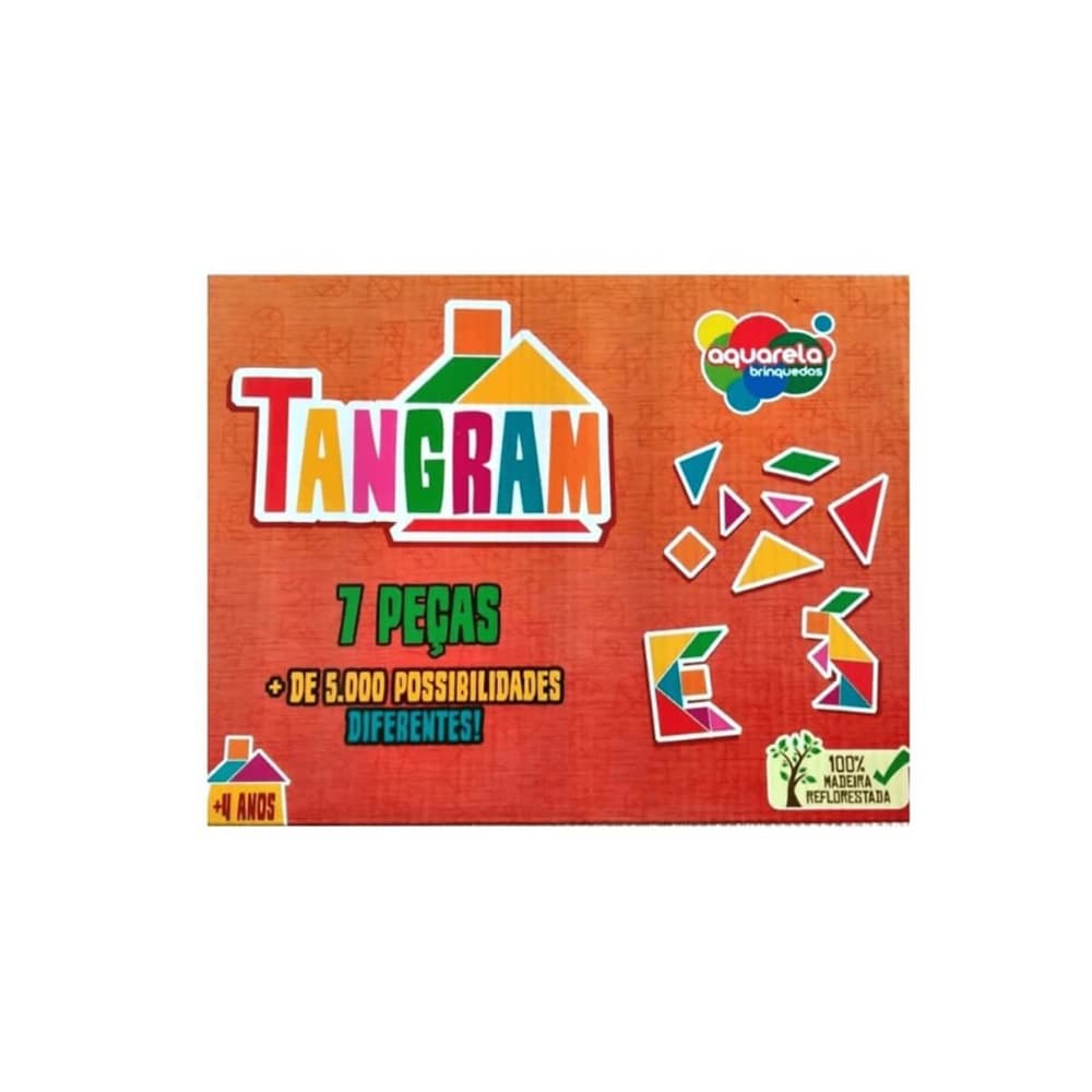 Tangram Brinquedo Educativo Geométrico em Madeira 7 peças - Aquarela brinquedos - 158