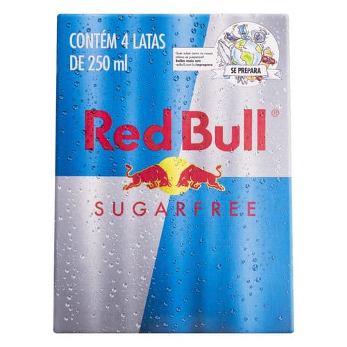 Energetico Red Bull Zero Açucar  250ml com 4 latas pack sem açucar