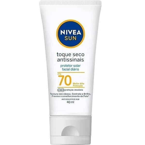 Protetor Solar Facial 70fps 40ml Nivea Sun Toque Seco Antissinais - VALIDADE 2027