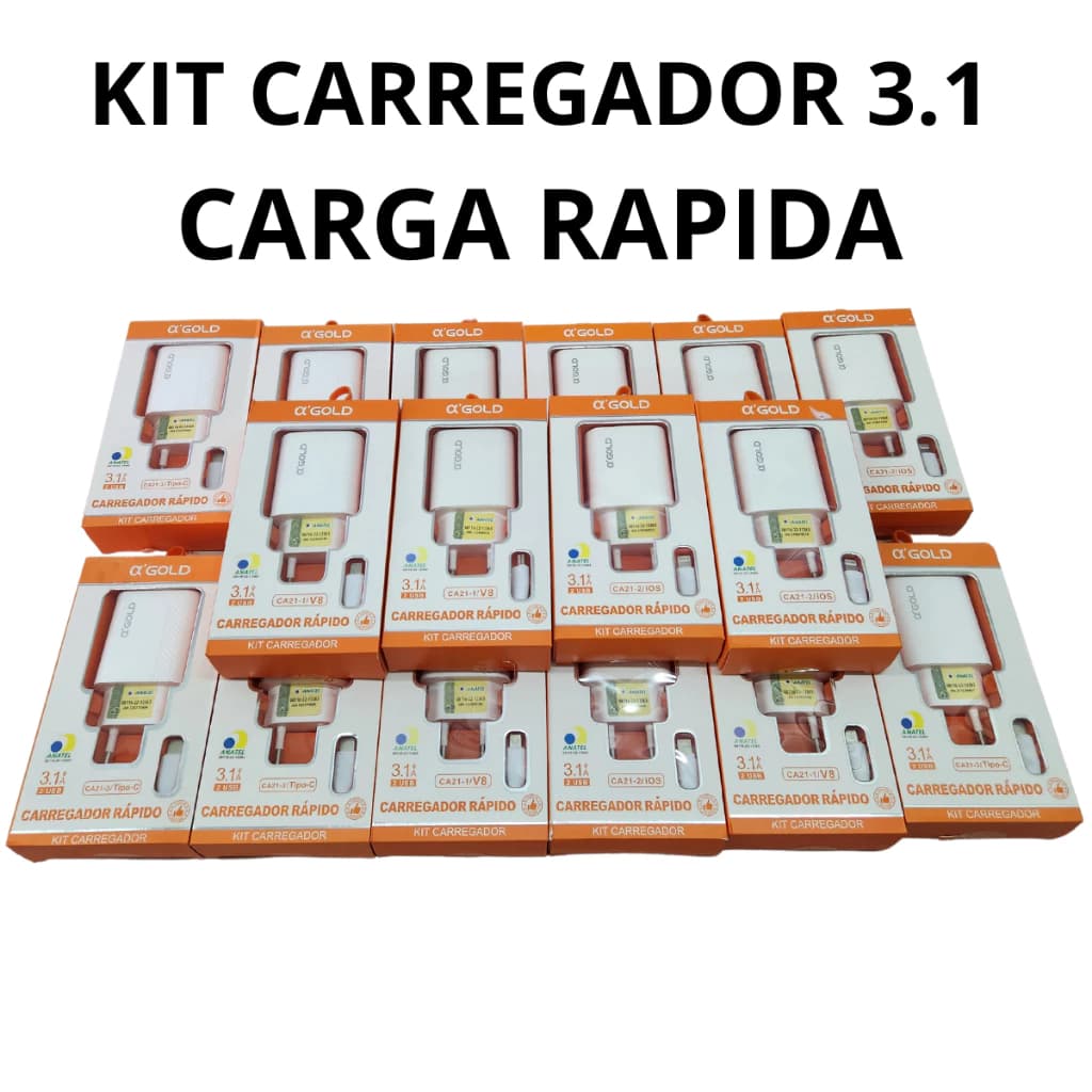Kit 10pcs Carregador 3.1 Carregador Para Iphone Carga Rápida A`gold