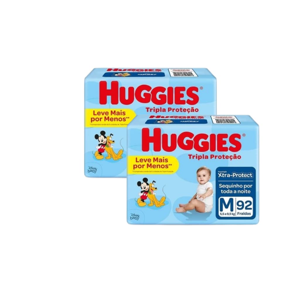 Kit 2 Fraldas Huggies Tripla Proteção Hiper - M / G / XG / XXG