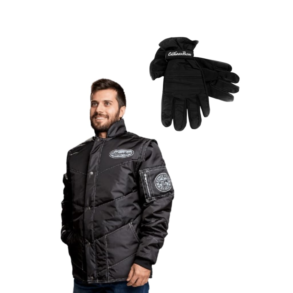 Kit Jaqueta CR Refletivo Preto + Luva Impermeavel Masculino
