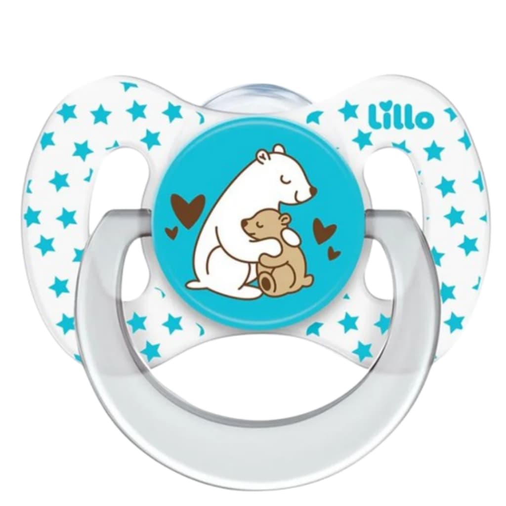 Chupeta Recem Nascido Lillo Ortodôntica com Alça Bico Silicone Macio Ventilação Extra Menino 0-6 m
