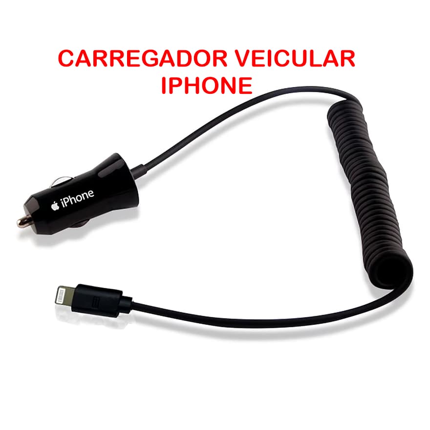 CARREGADOR VEICULAR P/ CELULAR IPHONE 5 6 7 8 - COM 1 ENTRADA USB