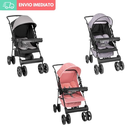 Carrinho de Bebê Passeio Solare Tutti Baby Travel System Rosa Preto Cinza Compacto