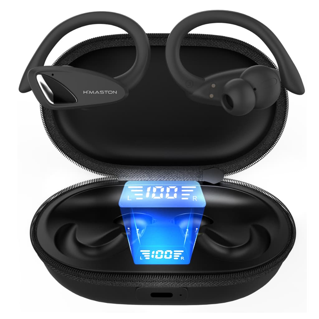 H'maston RS-53/RS-53UP/ RS-77 Fone de Ouvido Bluetooth 5.3 Com Microfone e Luz Redução de Ruído LED