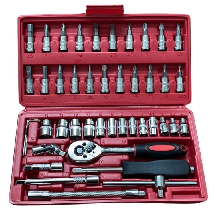 Kit De Ferramentas 9/40/46 Peças Jogo De Soquetes Chave Catraca Reversível Com Maleta Jogo De Ferramentas Completo.1