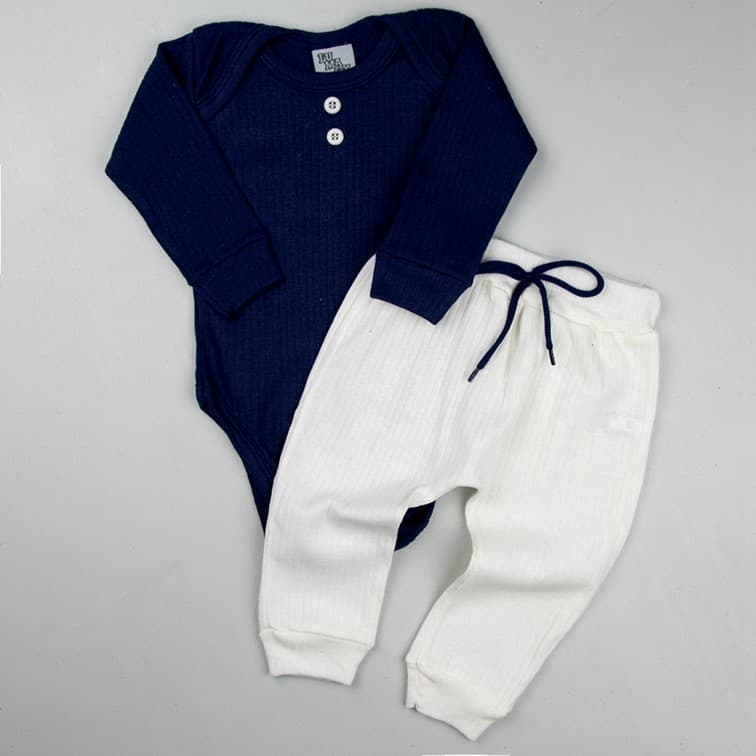 Kit Body Canelado 2 peças Inverno. Body e calça Roupa Bebê Infantil Menino e Menina