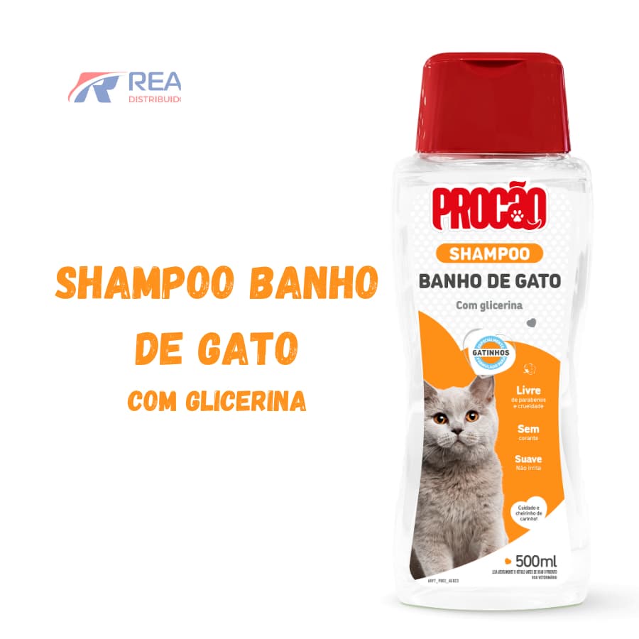 Shampoo para Gatos Procão 500ml Banho Suave pH Balanceado Sem Corantes Hipoalergênico