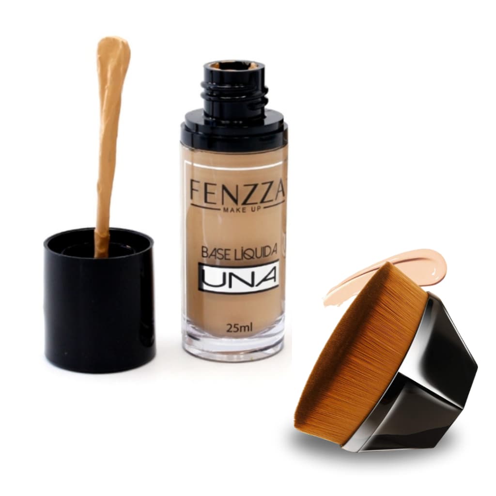 Base Líquida Una Fenzza Make Up 25ml + Pincel Base Maquiagem