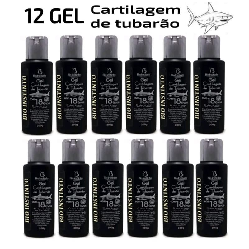 Kit 12 GEL Massageador Cartilagem de Tubarão com 18 Ervas 200g - Bio Instinto