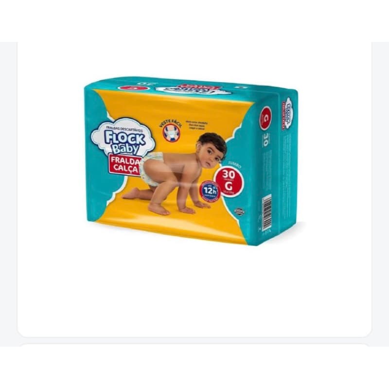 Fralda Flock Baby calça Jumbo G 30 unidades