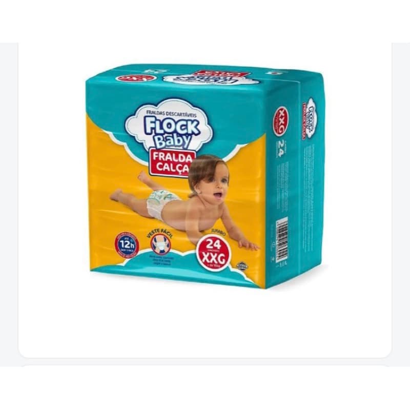 Fralda Flock baby calça Jumbo XXG com 24 unidades