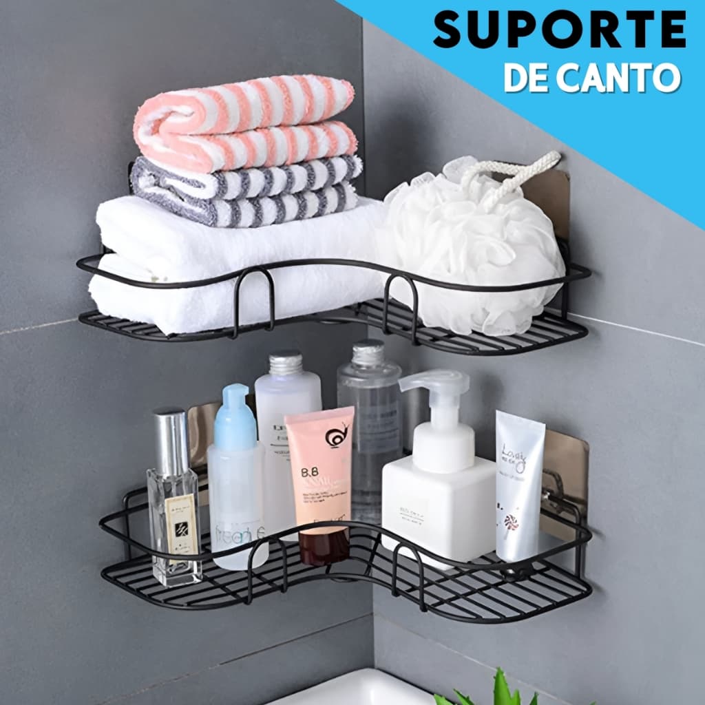 Suporte Porta Shampoo E Sabonete De Canto Organizador Parede Banheiro - Aero