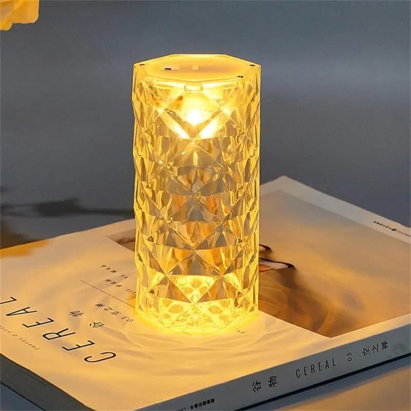 Abajur Luminária Cristal Led 3 cores Touch Luminária Mesa Jantar Quarto Recarregável USB Luz Suave Decorar Dimmer