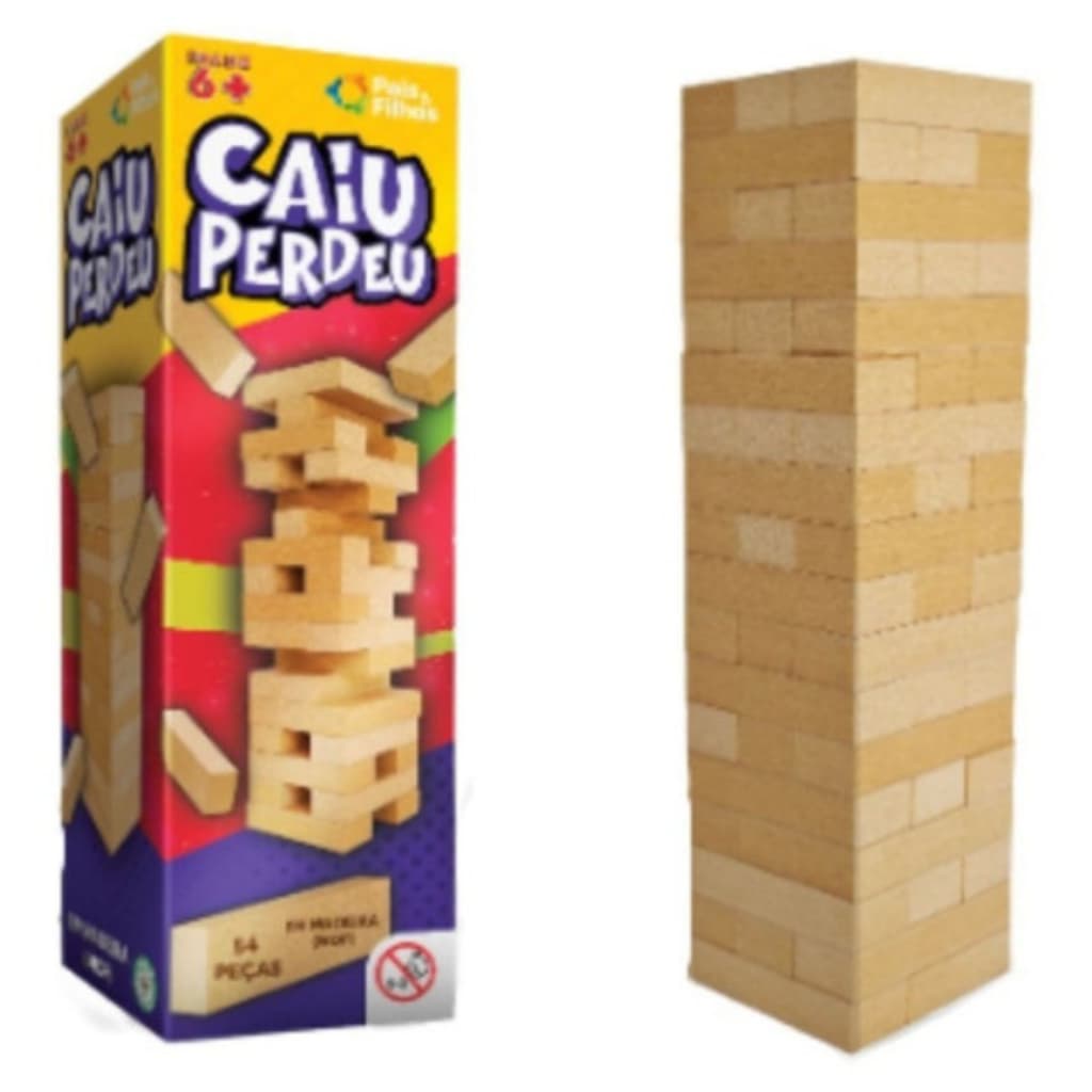 Jogo Caiu perdeu Educativo família 54 peças madeira