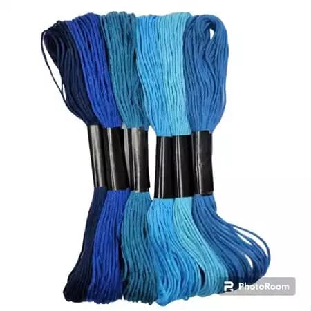 Kit com 06un Linha Meada Para Bordar Azul 661755