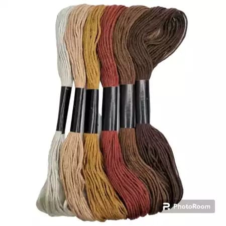 Kit com 06un Linha Meada Para Bordar Marrom 661757