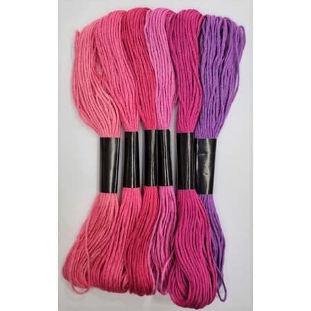Kit com 06un Linha Meada Para Bordar Rosa 661758