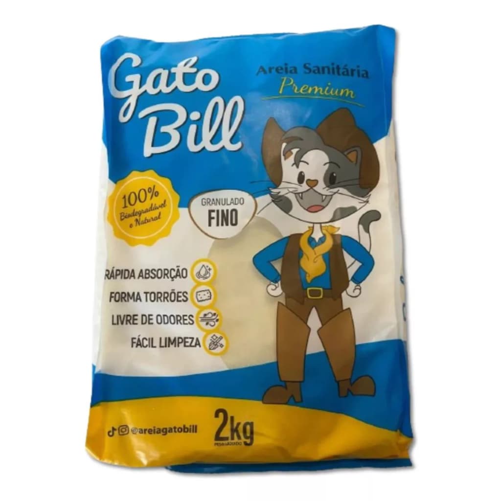Areia Sanitária Gato Bill Fina Ou Média