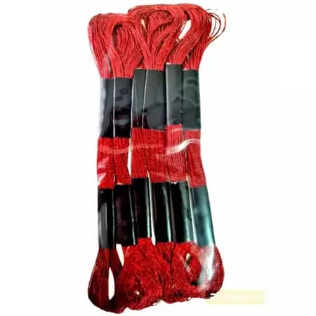 Kit com 06un Linha Meada Para Bordar Vermelho Metálico 720914