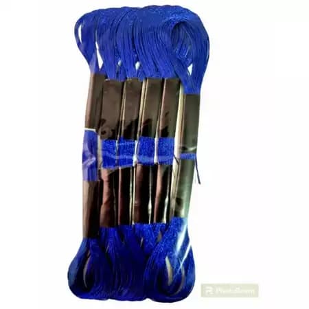 Kit com 06un Linha Meada Para Bordar Azul Metálico 720916