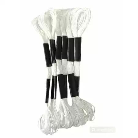 Kit com 06un Linha Meada Para Bordar Branco Metálico 719376