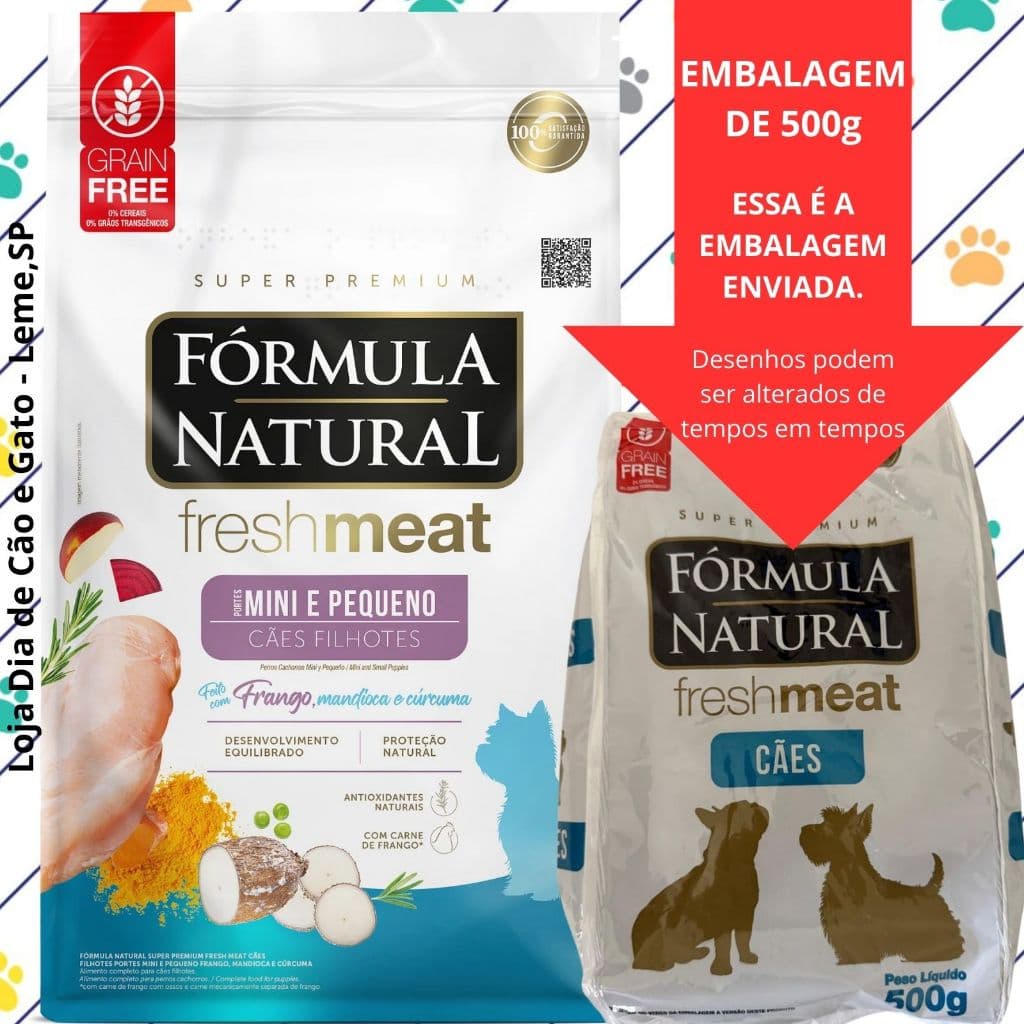 Ração 500g - Kit de 6 a 12 pacotes - Fresh Meat FILHOTES CACHORRO Mini e Pequenos