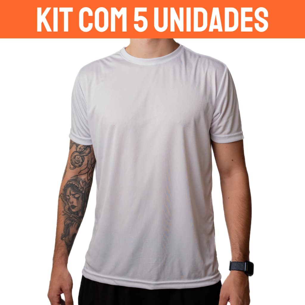 Kit 5 Camisetas Premium Brancas - Treino - Dry Fit - Masculina - Casual  - Academia - Esportes - Musculação - Corrida -