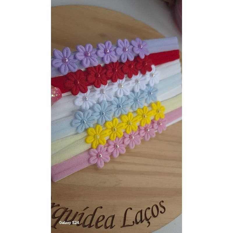 Faixinha de bebê kit 6 peças florzinha colorida enxoval bebê infantil de cabelo.