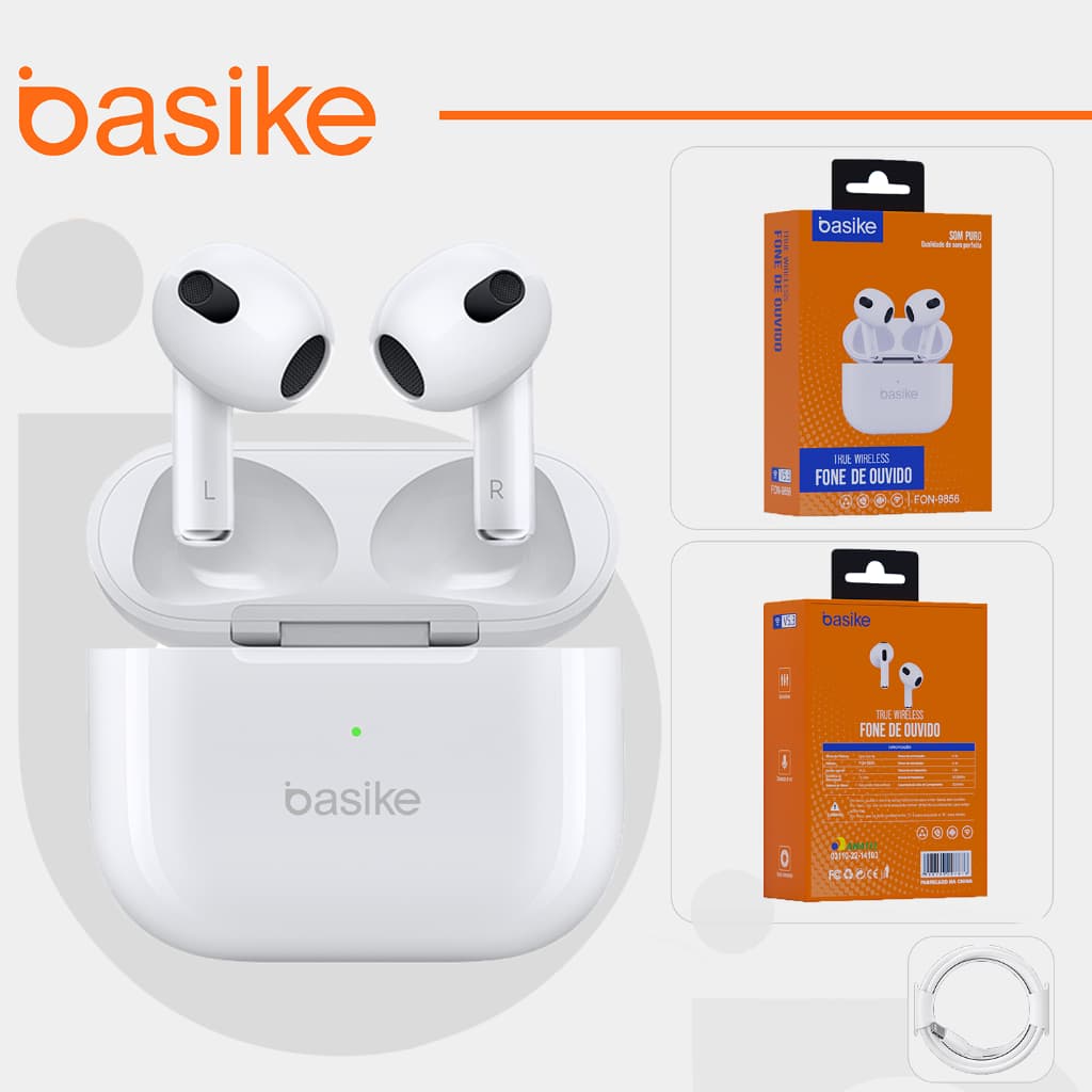 Basike fone de ouvido sem fio airpods pro4 bluetooth 5.3 fome de ouvido sem fio bluetooth