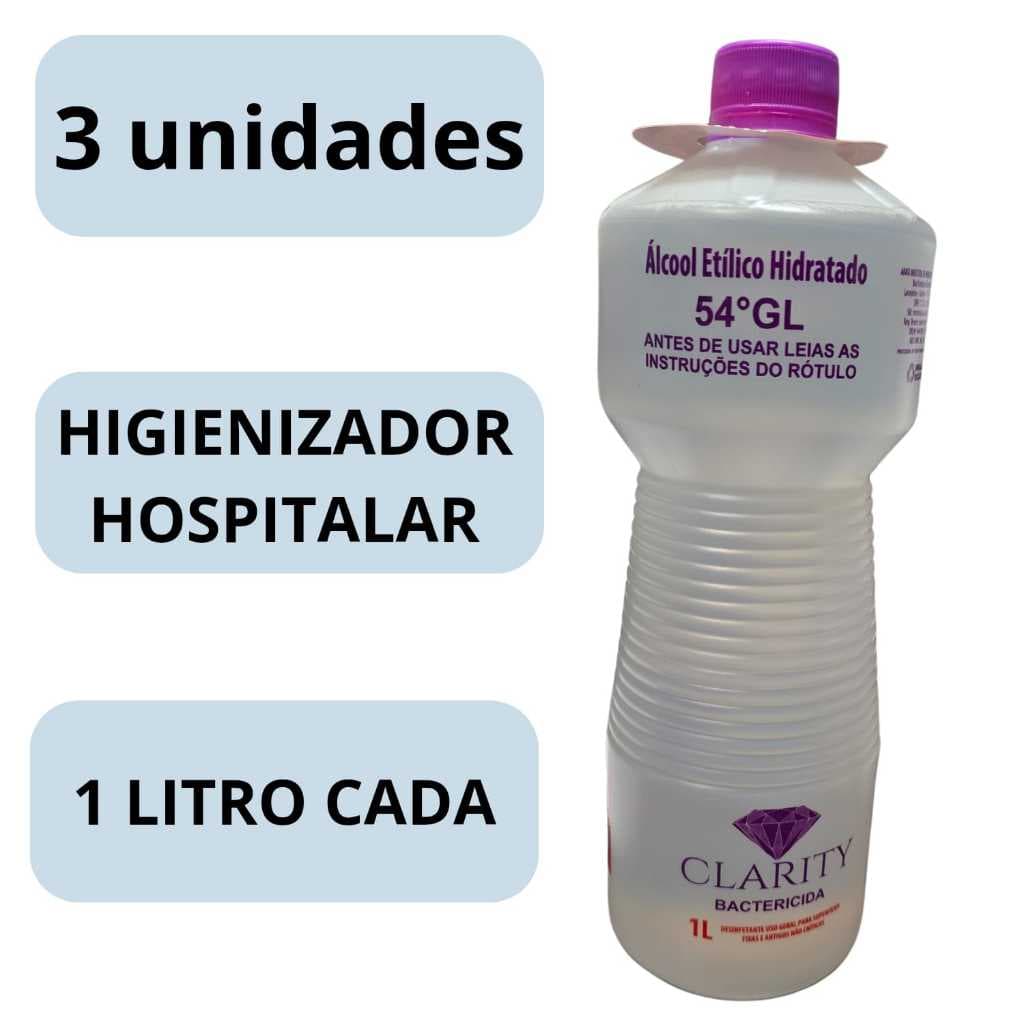 KIT COM 3 ÁLCOOL ETÍLICO HIDRATADO 54º - Substituto do álcool 70º