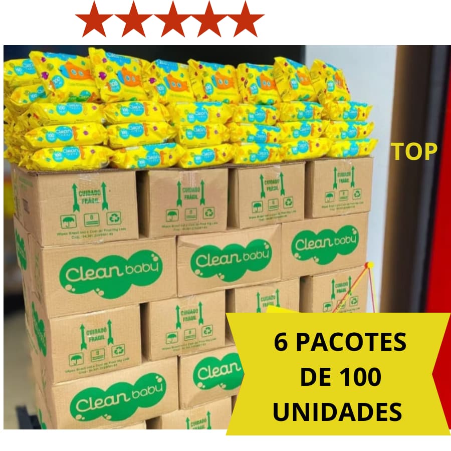 Caixa Kit Com 6/100 Lenços/Toalhas Umedecida Kit Higiene Bebe Promoção